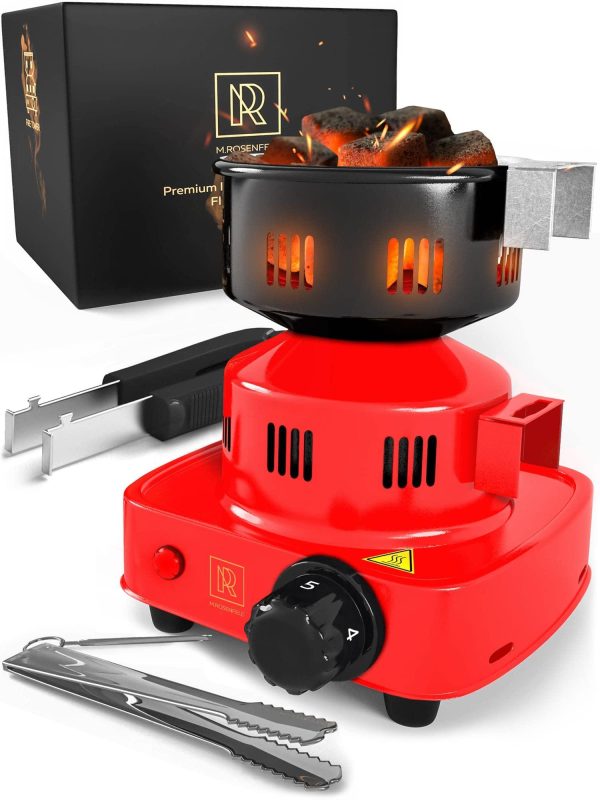 Premium Hookah Coal Burner   Red Burner for Hookah 450W – FIRE Tower Multipurpose Electric Stove for Hookah coals Burner for Shisha Free Hookah Tongs overheat Protection Hookah Charcoal Burner