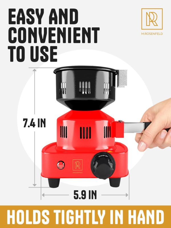 Premium Hookah Coal Burner   Red Burner for Hookah 450W – FIRE Tower Multipurpose Electric Stove for Hookah coals Burner for Shisha Free Hookah Tongs overheat Protection Hookah Charcoal Burner - Image 3
