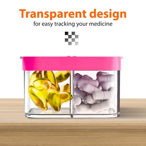 Extra Large Pill Organizer 2 Times A Day   Big Pill Box 7 Day Am Pm   XL Weekly Vitamin Holder Jumbo Medicine Container for Supplement XXL Daily Pill Case with Huge Oversized Compartments Pink White - Image 6