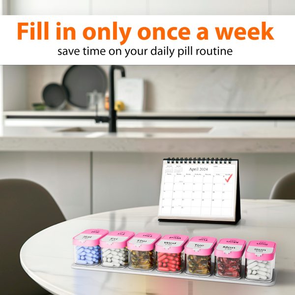 Extra Large Pill Organizer 2 Times A Day   Big Pill Box 7 Day Am Pm   XL Weekly Vitamin Holder Jumbo Medicine Container for Supplement XXL Daily Pill Case with Huge Oversized Compartments Pink White - Image 7