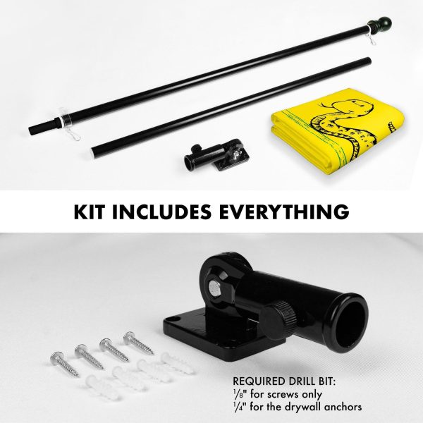 G128 Combo Pack: 6 Ft Tangle Free Spinning Flagpole (Black) & No Step on Snek Cute Cartoon Flag 3x5 Ft Printed 150D Polyester, Brass Grommets (Flag Included) Aluminum Flag Pole - Image 2