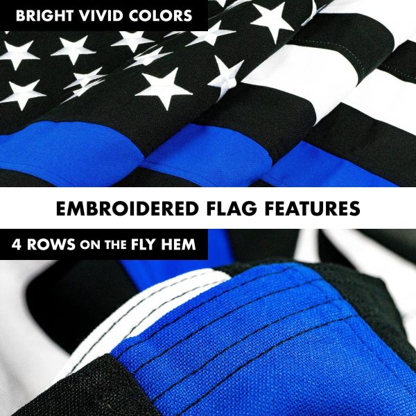 G128 - 5 Feet Tangle Free Spinning Flagpole (Silver) Thin Blue Line Flag Brass Grommets Spun Polyester 2x3 ft (Flag Included) Aluminum Flag Pole - Image 5