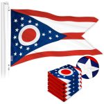 G128 5 Pack: Ohio OH State Flag | 2x3 Ft | ToughWeave Series Embroidered 300D Polyester | Embroidered Design, Indoor/Outdoor, Brass Grommets