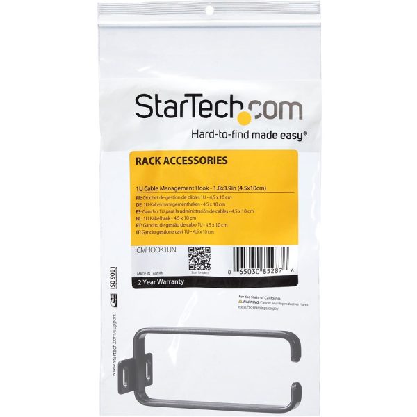 StarTech.com 1U Vertical Server Rack Cable Management D-Ring Hook - 1.8x3.9in (4.5x10cm) - Image 5