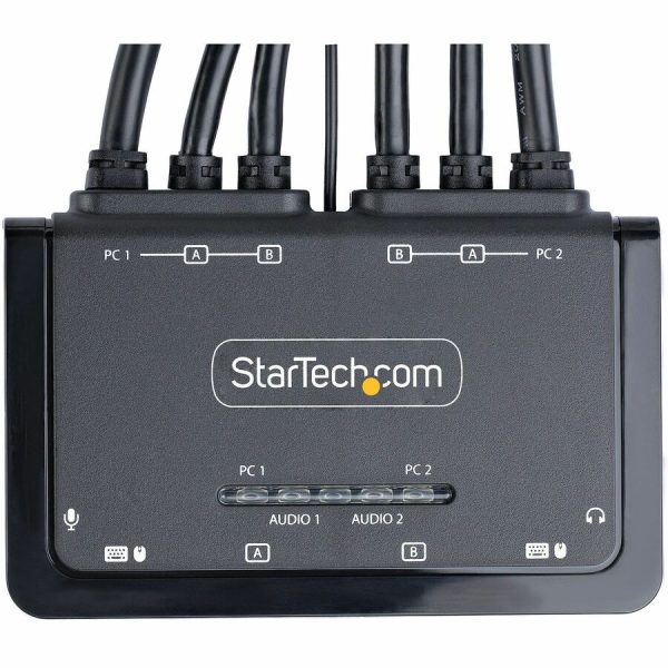 StarTech.com 2-Port Dual-Monitor DisplayPort Cable KVM Switch, 4K 60Hz, Compact KVM with 5ft/1.5m Integrated Host Cables, Bus Powered - Image 6