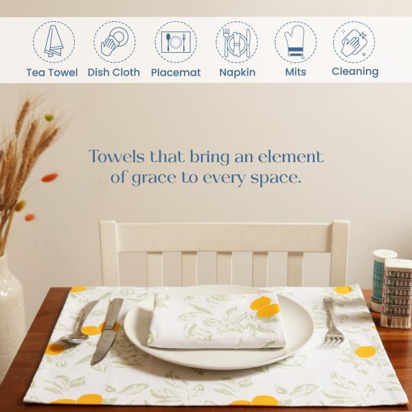 The Fine Living Co. 100% Cotton Kitchen Towels Set of 2 18 x 28 inches Lemon Printed Dish Towels Hand Towels Boho Tea Towels   Multifunctional Stylish Absorbent Quick Dry Soft - Image 6
