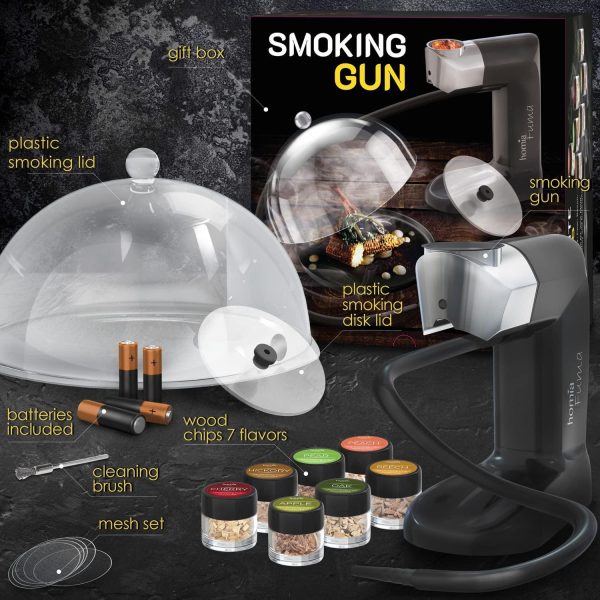 Smoking Gun Wood Smoke Infuser  Extended Kit 14 PCS Smoker Machine with Accessories and Wood Chips  Cold Smoke for Food and Drinks  Gift for Man - Image 5