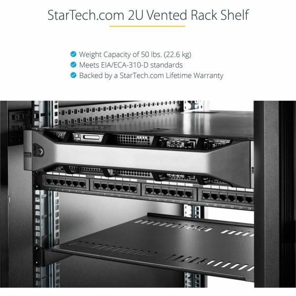 StarTech.com 2U 22in Vented Rack Mount Shelf - Fixed 22 inch Deep antilever Rackmount Tray for Server Rack Cabinet Shelf - 50lbs / 23kg - Image 6