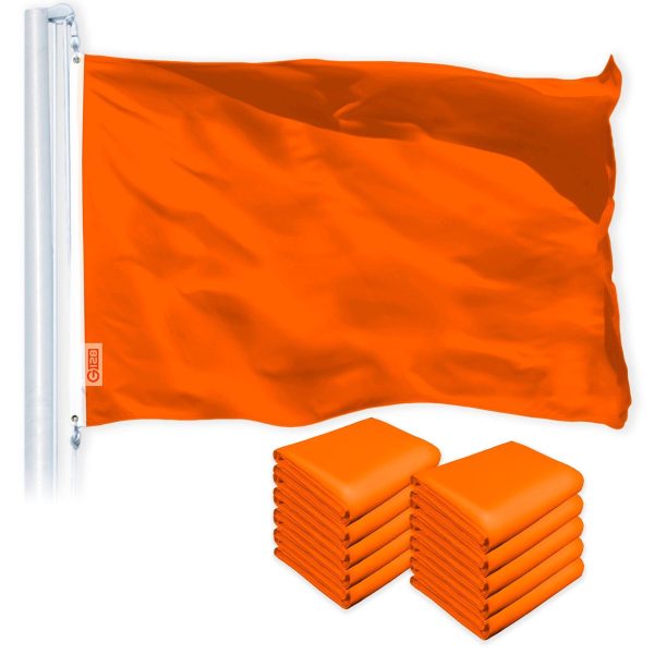 G128 10 Pack: Solid Orange Color Flag | 2.5x4 Ft | LiteWeave Pro Series Printed 150D Polyester | Indoor/Outdoor, Vibrant Colors, Brass Grommets, Thicker and More Durable Than 100D 75D Polyester