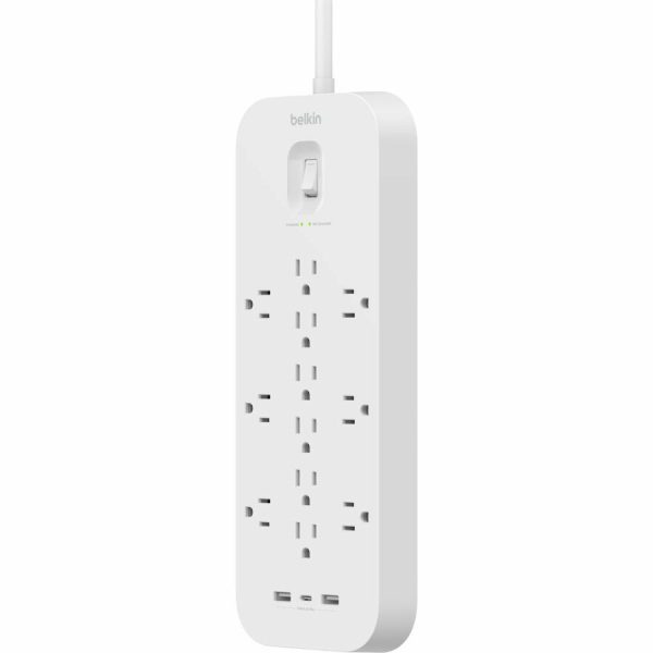 Belkin 12-Outlet Surge Protector Power Strip w/ 12 AC Outlets, 1 USB-C Port, & 2 USB-A Ports, 6ft Cable, Overload and Overvoltage Protection, and On/Off Power Switch - 4,000 Joules of Protection - Image 5