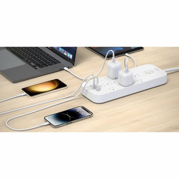 Belkin 12-Outlet Surge Protector Power Strip w/ 12 AC Outlets, 1 USB-C Port, & 2 USB-A Ports, 6ft Cable, Overload and Overvoltage Protection, and On/Off Power Switch - 4,000 Joules of Protection - Image 6