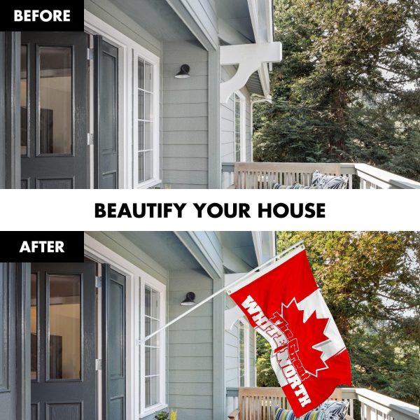 G128 Combo Pack: 6 Ft Tangle Free Aluminum Spinning Flagpole (White) & Canada Canadian The Great White North Flag 3x5 Ft, LiteWeave Pro Series Printed 150D Polyester | Pole with Flag Included - Image 3