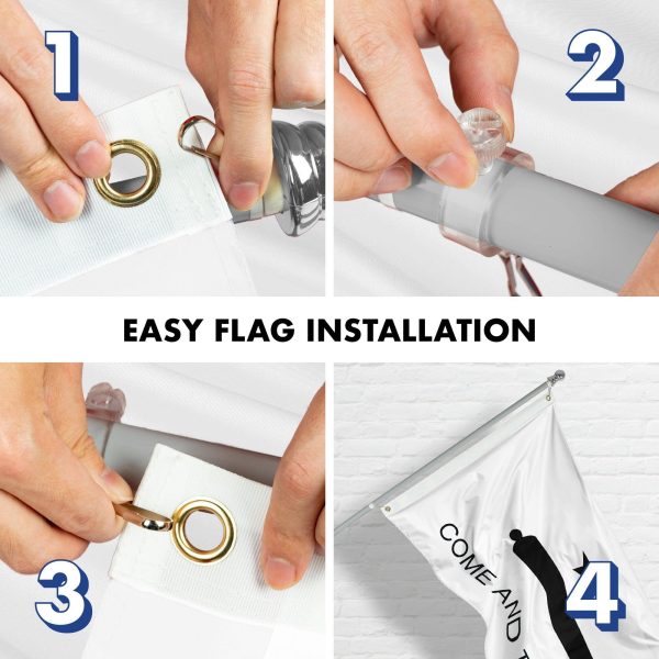 G128 - 6 Feet Tangle Free Spinning Flagpole (Silver) Come and Take It (Gonzales Cannon) Double Sided Brass Grommets Embroidered 3x5 ft (Flag Included) Aluminum Flag Pole - Image 7