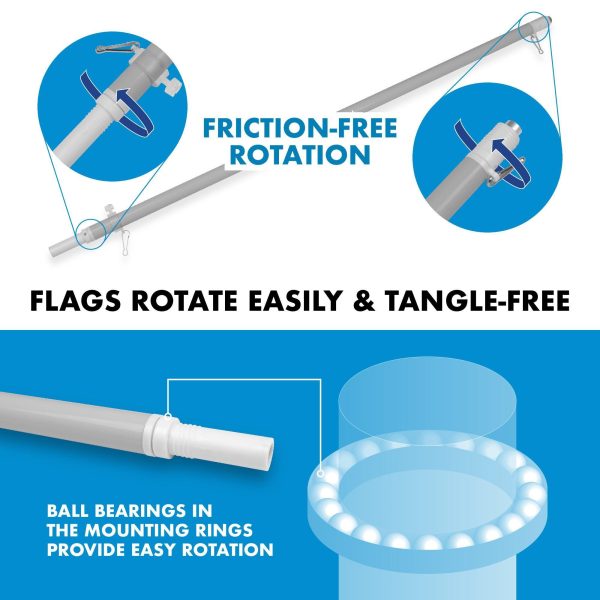G128 - 6 Feet Tangle Free Spinning Flagpole (Silver) Come and Take It (Gonzales Cannon) Double Sided Brass Grommets Embroidered 3x5 ft (Flag Included) Aluminum Flag Pole - Image 9