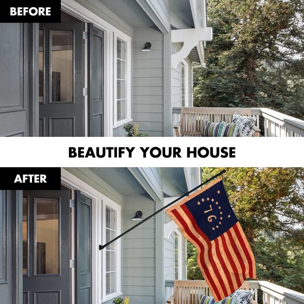 G128 Combo Pack: 6 Ft Tangle Free Aluminum Spinning Flagpole (Black) & Bennington 76 Tea-Stained Flag 3x5 Ft, LiteWeave Pro Series Printed 300D Polyester | Pole with Flag Included - Image 3
