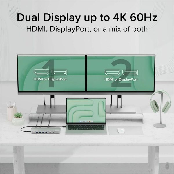 Plugable USB C Laptop Docking Station, Dual Monitor 4K 60Hz for Apple Mac M1/M2/M3, 2x HDMI or 2x DisplayPort - Image 4
