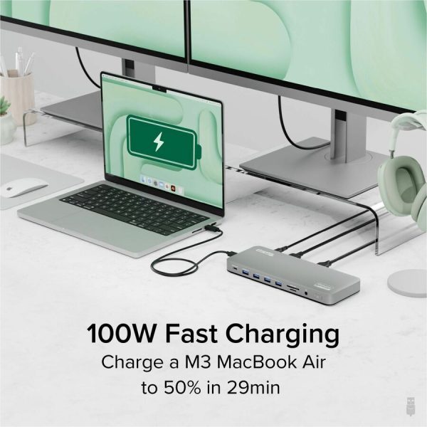 Plugable USB C Laptop Docking Station, Dual Monitor 4K 60Hz for Apple Mac M1/M2/M3, 2x HDMI or 2x DisplayPort - Image 5