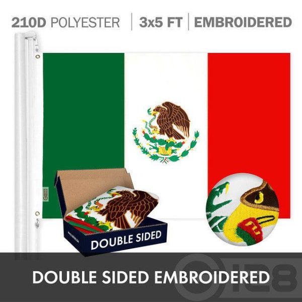G128 Combo Pack: American USA Flag ToughWeave Series 6x10 Ft Single Sided & Mexico Mexican Flag Double Sided 6x10 Ft Double ToughWeave Series | Both Embroidered Polyester, Brass Grommets - Image 6