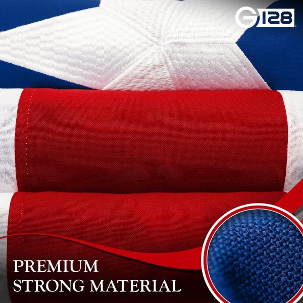 G128 5 Pack: Puerto Rico Puerto Rican Flag | 2x3 Ft | StormFlyer Series Embroidered 220GSM Spun Polyester | Embroidered Design, Indoor/Outdoor, Brass Grommets, Heavy Duty, All Weather - Image 7