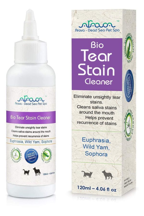 Arava   Tear Stain Remover   Eye Stain Cleaner for Dogs & Cats   Natural Ingredients & 26 Dead Sea Minerals   Safe & Effective for Pets   Removes Tear & Saliva Stains & Prevents New Ones