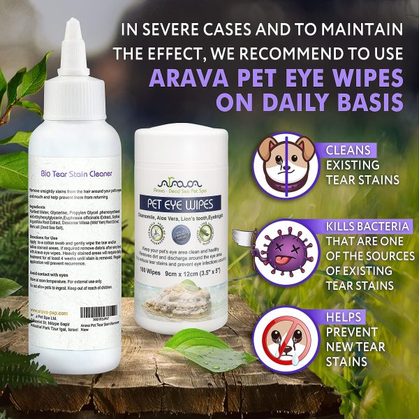 Arava   Tear Stain Remover   Eye Stain Cleaner for Dogs & Cats   Natural Ingredients & 26 Dead Sea Minerals   Safe & Effective for Pets   Removes Tear & Saliva Stains & Prevents New Ones - Image 2