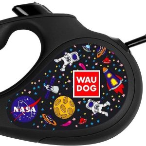 WAUDOG Retractable Dog Leash 10 Ft  360° Tangle Free   Heavy Duty Pet Walking Leash for X Small Small Medium Large Dog or Cat with One Handed Brake Pause Lock (XS NASA)