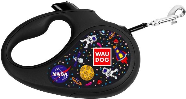 WAUDOG Retractable Dog Leash 10 Ft  360° Tangle Free   Heavy Duty Pet Walking Leash for X Small Small Medium Large Dog or Cat with One Handed Brake Pause Lock (XS NASA)