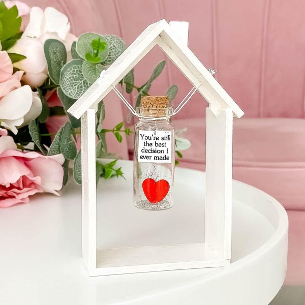 Anniversary Gift for Her & Him Romantic Present for Boyfriend Girlfriend Custom Message I Love You Gifts to Wife Husband (Heart   You're Still the Best Decision I Ever Made In White Wood Frame) - Image 3