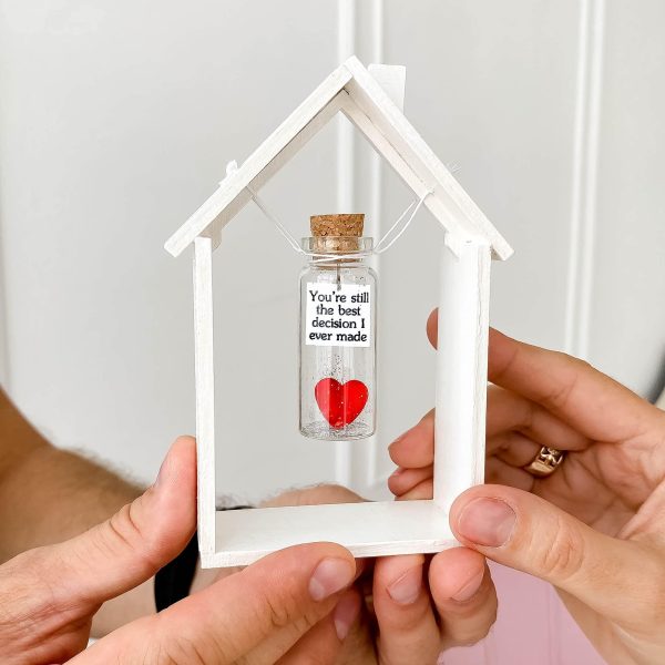 Anniversary Gift for Her & Him Romantic Present for Boyfriend Girlfriend Custom Message I Love You Gifts to Wife Husband (Heart   You're Still the Best Decision I Ever Made In White Wood Frame) - Image 4