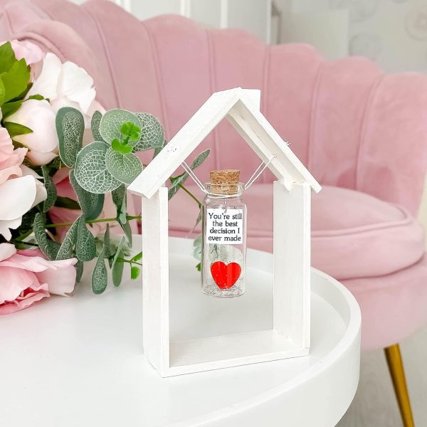 Anniversary Gift for Her & Him Romantic Present for Boyfriend Girlfriend Custom Message I Love You Gifts to Wife Husband (Heart   You're Still the Best Decision I Ever Made In White Wood Frame) - Image 7