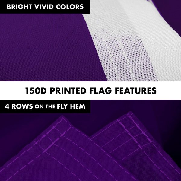 G128 Combo Pack: 5 Ft Tangle Free Aluminum Spinning Flagpole (Black) & Solid Purple Color Flag 2.5x4 Ft, LiteWeave Pro Series Printed 150D Polyester | Pole with Flag Included - Image 5