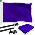 G128 Combo Pack: 6 Feet Tangle Free Spinning Flagpole (Black) Solid Violet Flag 3x5 ft Printed 150D Brass Grommets (Flag Included) Aluminum Flag Pole