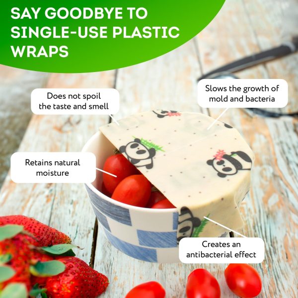 Reusable Beeswax Wrap S M L. Pack of 3 Beeswax Food Wraps. Washable Reusable Beeswax Food Wrap for Sandwiches Dough Covering. Organic Beeswax Wraps for Food Reusable. Sandwich Wrap - Image 3