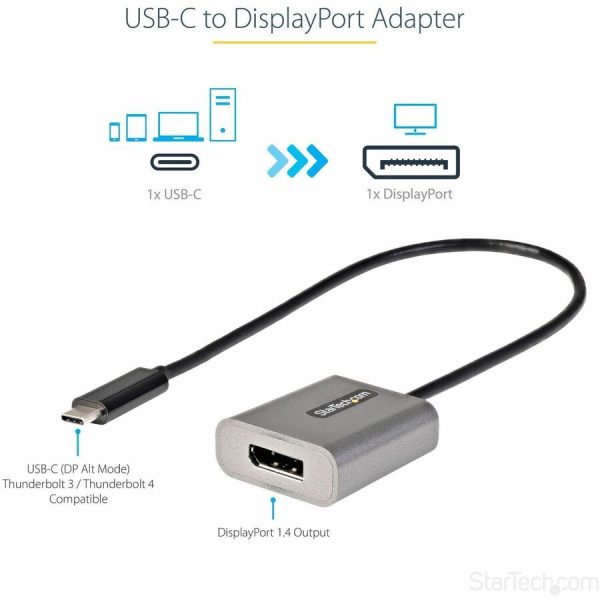 USB C to DisplayPort Adapter, 8K/4K 60Hz USB-C to DisplayPort 1.4 Adapter, DSC, USB Type-C to DP Video Converter, w/12" Cable - Image 2