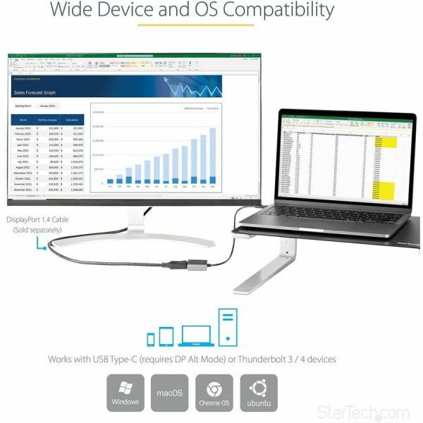 USB C to DisplayPort Adapter, 8K/4K 60Hz USB-C to DisplayPort 1.4 Adapter, DSC, USB Type-C to DP Video Converter, w/12" Cable - Image 5
