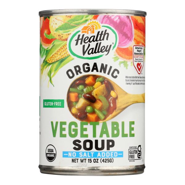Health Valley Organic Soup - Vegetable No Salt Added - Case of 12 - 15 oz.
