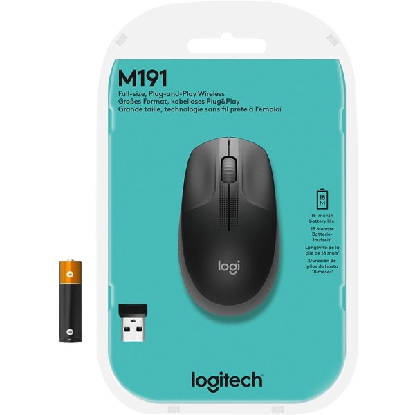 Logitech Wireless Mouse M190 - Full Size Ambidextrous Curve Design, 18-Month Battery with Power Saving Mode, Precise Cursor Control & Scrolling, Wide Scroll Wheel, Thumb Grips (Charcoal) - Image 6