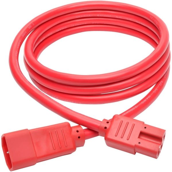 Eaton Tripp Lite Series Power Cord C14 to C15 - Heavy-Duty, 15A, 250V, 14 AWG, 6 ft. (1.83 m), Red - Image 2