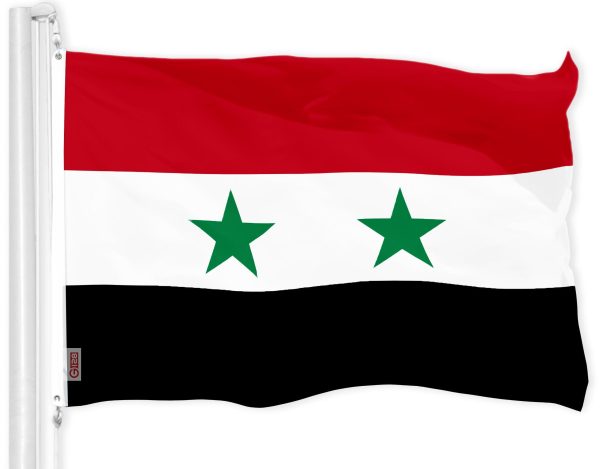 G128 Combo Pack: American USA Flag 3x5 Ft & Syria Syrian Flag 3x5 Ft | Both LiteWeave Pro Series Printed 150D Polyester, Brass Grommets - Image 2