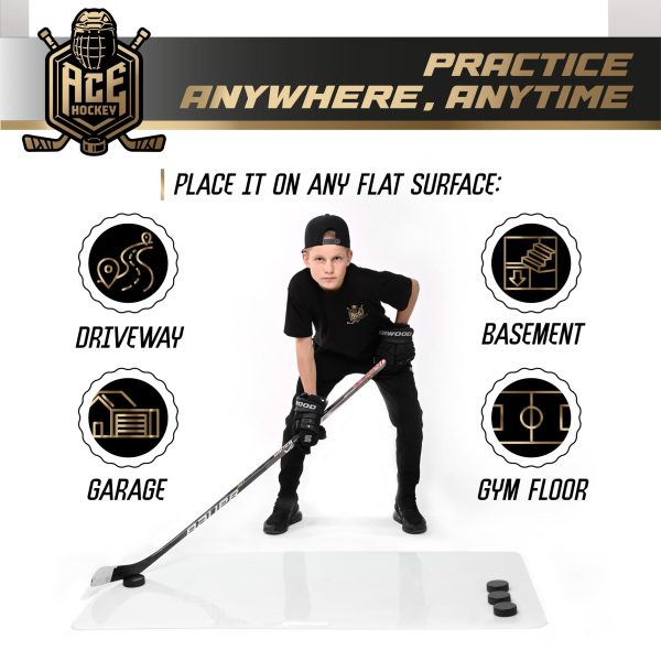 Shooting Pad 24” x 48”   Shoot Like on Real Ice   Practice Shooting Stickhandling Passing Skills on 8 sqft   Convenient Off Ice Training   Easy to Carry   Synthetic Ice Mat - Image 5