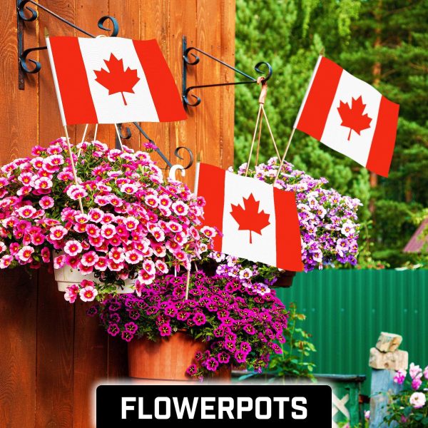 G128 30 Pack Handheld Canada Canadian Stick Flags | 12x18 In | Printed 150D Polyester, Country Flag, Solid Wooden Stick, Spear Gold Tip - Image 2