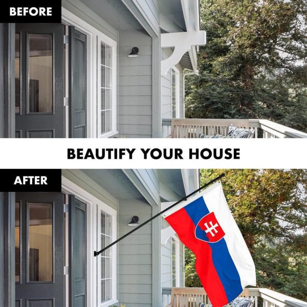 G128 Combo Pack: 6 Ft Tangle Free Spinning Flagpole (Black) & Slovakia Flag 3x5 Ft Printed 150D Polyester, Brass Grommets (Flag Included) Aluminum Flag Pole - Image 3