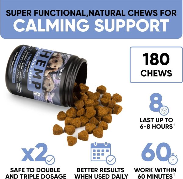 Kinpur Pet Care Calming Chews for Dogs - Dog Calming Treats with Hemp Oil, Valerian Root, Vitamin B - Dog Anxiety Relief, Separation, Fireworks, Thunderstorms, Vet - All Breeds 180 Beef Flavor Chews - Image 6
