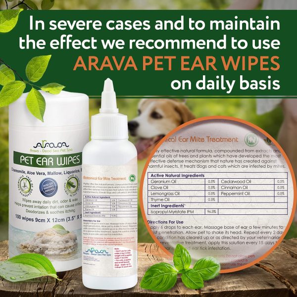 Arava Natural Ear Mite Treatment   for Dogs & Cats   Pet Ear Mites Infection Cleaner   Treat Inaccessible Areas & Prevent Infections   NOT for Cats Under 13 LBS & Puppies Under 9 Months - Image 3