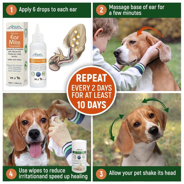 Arava Natural Ear Mite Treatment   for Dogs & Cats   Pet Ear Mites Infection Cleaner   Treat Inaccessible Areas & Prevent Infections   NOT for Cats Under 13 LBS & Puppies Under 9 Months - Image 4