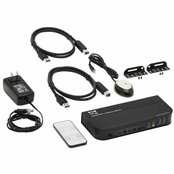 Eaton Tripp Lite Series 2-Port DisplayPort/USB KVM Switch - 4K 60 Hz, HDR, HDCP 2.2, IR, DP 1.4, USB Sharing, USB 3.0 Cables - Image 2