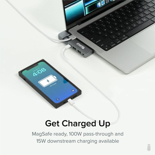 Plugable 5-in-1 USB C Hub Multiport Adapter for MacBook Pro 14/16 Inch and Macbook Air M2, designed for Magsafe - Image 6