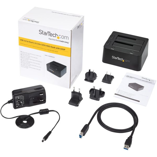 StarTech.com Dual-Bay USB 3.0 to SATA Hard Drive Docking Station, 2.5/3.5" SATA I/II/III, SSD/HDD Dock, USB Hard Drive Bay, Top-Loading - Image 7