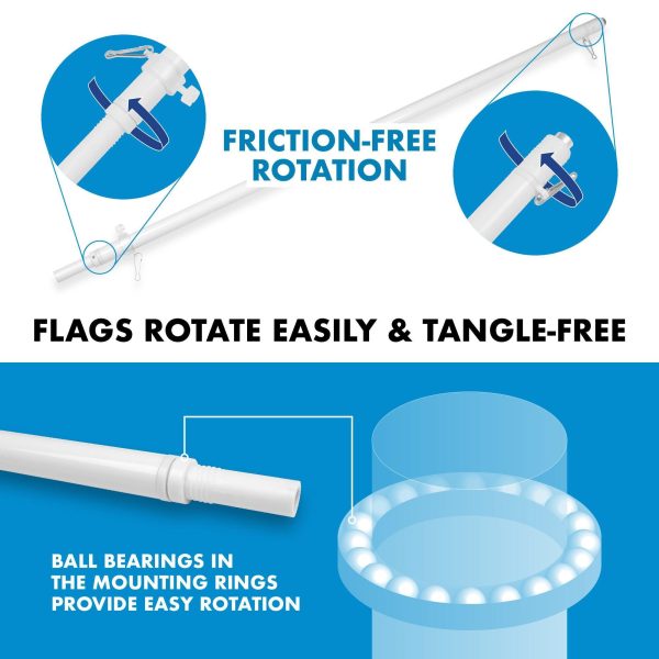 G128 Combo Pack: 5 Ft Tangle Free Aluminum Spinning Flagpole (White) & Christian Flag 2x3 Ft, ToughWeave Series Embroidered 300D Polyester | Pole with Flag Included - Image 9