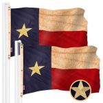 G128 2 Pack: Texas Tea-Stained TX State Flag | 6x10 Ft | ToughWeave Pro Series Embroidered 420D Polyester | Embroidered Design, Indoor/Outdoor, Brass Grommets, High Quality